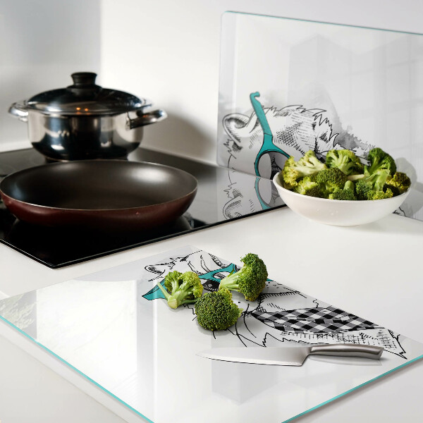 Szklana deska kuchenna z nadrukiem kota w okularach przeciwsłonecznych