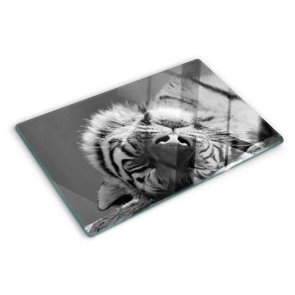 Szklana deska kuchenna z motywem tygrysa w czerni i bieli