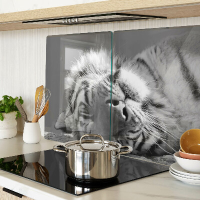 Szklana deska kuchenna z motywem tygrysa w czerni i bieli