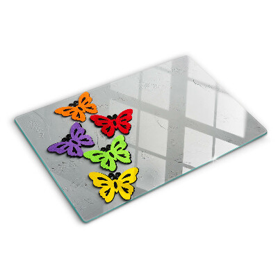 Szklana deska do krojenia z motywem kolorowych motyli