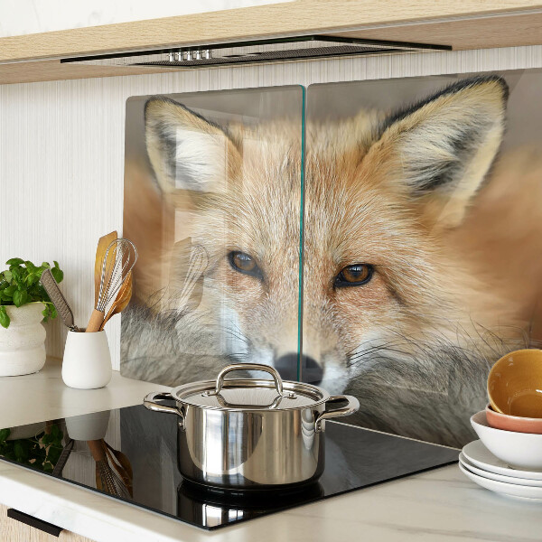 Szklana deska do krojenia z nadrukiem przedstawiającym młodego rudego lisa