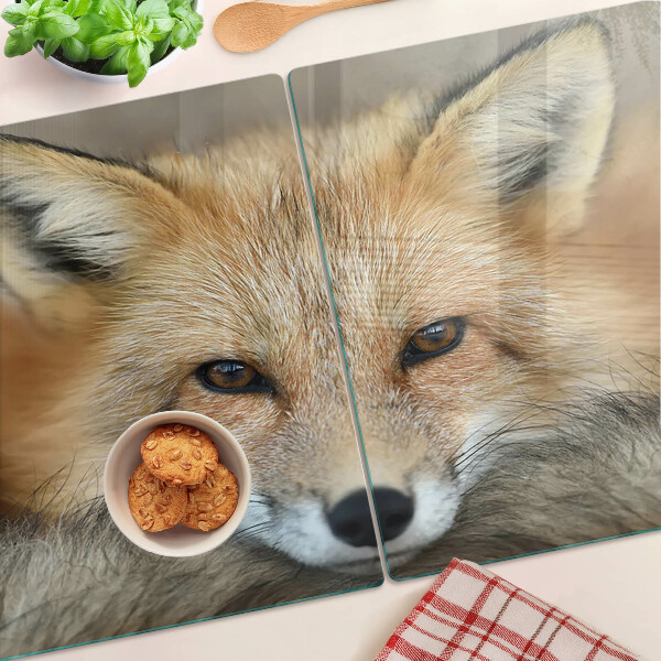 Szklana deska do krojenia z nadrukiem przedstawiającym młodego rudego lisa