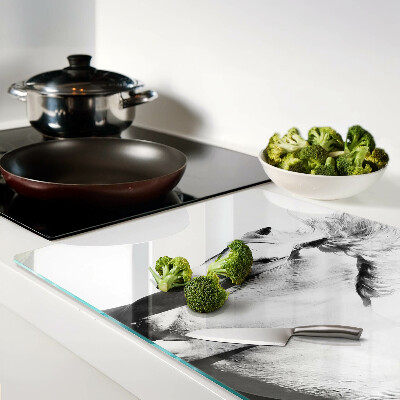 Szklana deska kuchenna z motywem konia w czerni i bieli