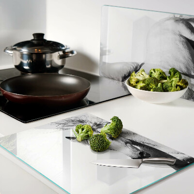 Szklana deska kuchenna z motywem konia w czerni i bieli