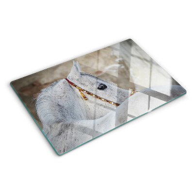 Deska kuchenna szklana z motywem białego młodego konia