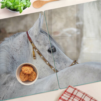 Deska kuchenna szklana z motywem białego młodego konia