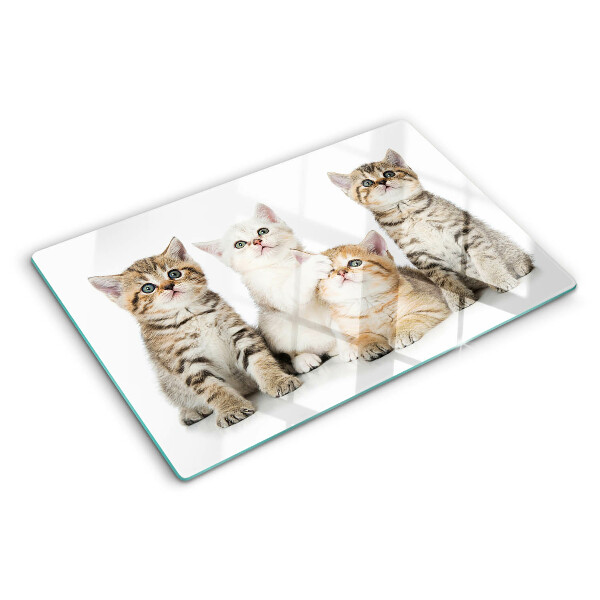 Szklana deska do krojenia z nadrukiem przedstawiającym stado kotków