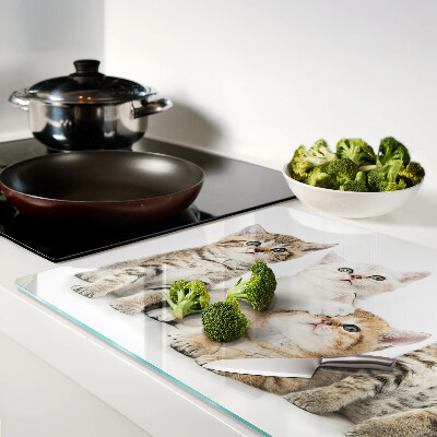 Szklana deska do krojenia z nadrukiem przedstawiającym stado kotków