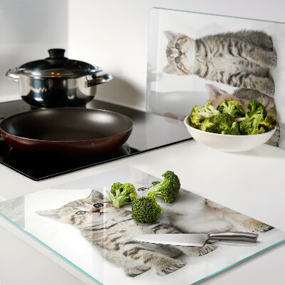 Szklana deska do krojenia z nadrukiem przedstawiającym stado kotków