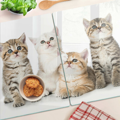 Szklana deska do krojenia z nadrukiem przedstawiającym stado kotków