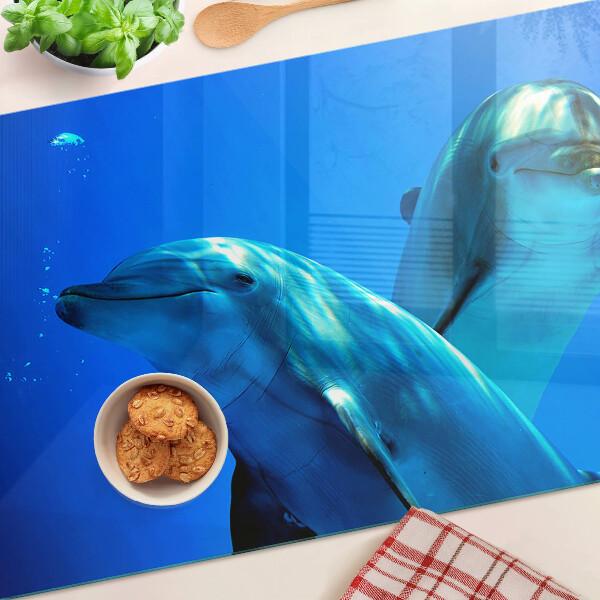 Szklana deska do krojenia z nadrukiem delfinów w wodzie