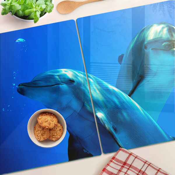 Szklana deska do krojenia z nadrukiem delfinów w wodzie