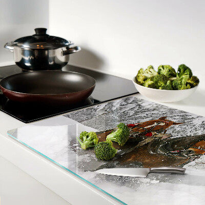 Szklana deska kuchenna z motywem koni pociągowych w śniegu