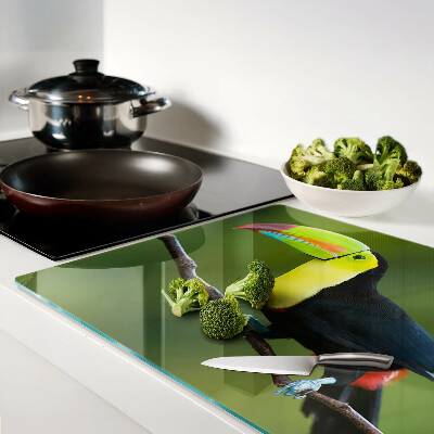 Szklana deska kuchenna z nadrukiem tukana siedzącego na gałęzi