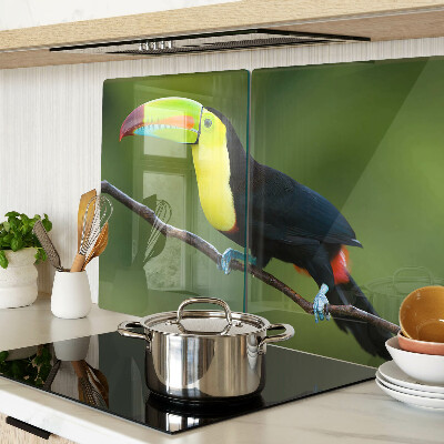 Szklana deska kuchenna z nadrukiem tukana siedzącego na gałęzi