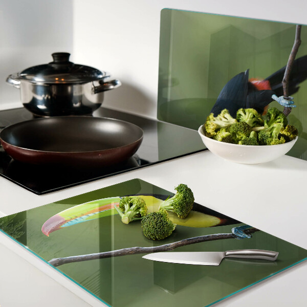 Szklana deska kuchenna z nadrukiem tukana siedzącego na gałęzi