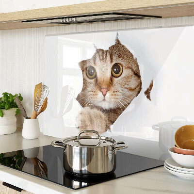 Szklana deska do krojenia z motywem kota wychodzącego z dziury