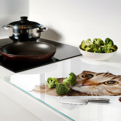 Szklana deska do krojenia z motywem kota wychodzącego z dziury