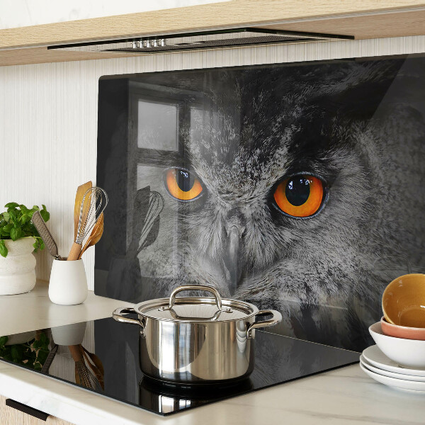 Deska kuchenna szklana z nadrukiem sowy z pomarańczowymi oczami