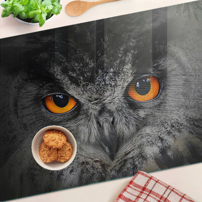Deska kuchenna szklana z nadrukiem sowy z pomarańczowymi oczami