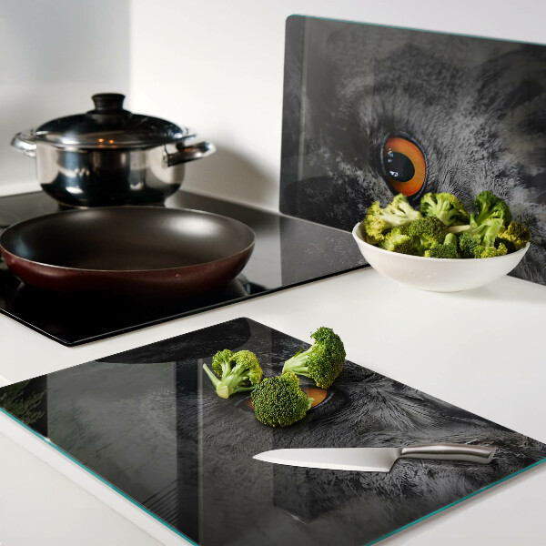 Deska kuchenna szklana z nadrukiem sowy z pomarańczowymi oczami