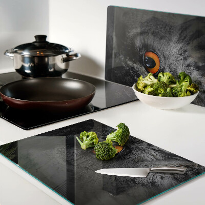 Deska kuchenna szklana z nadrukiem sowy z pomarańczowymi oczami