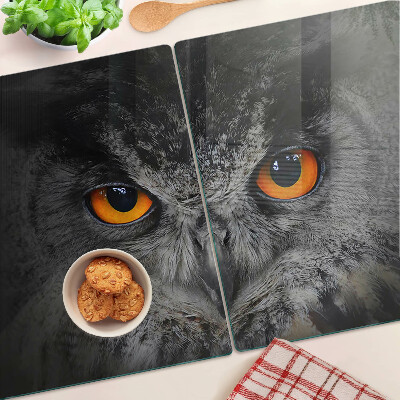 Deska kuchenna szklana z nadrukiem sowy z pomarańczowymi oczami