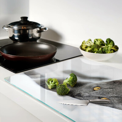 Deska kuchenna szklana z nadrukiem kota o żółtych oczach