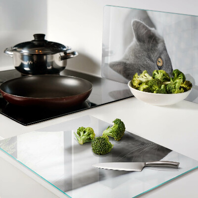 Deska kuchenna szklana z nadrukiem kota o żółtych oczach