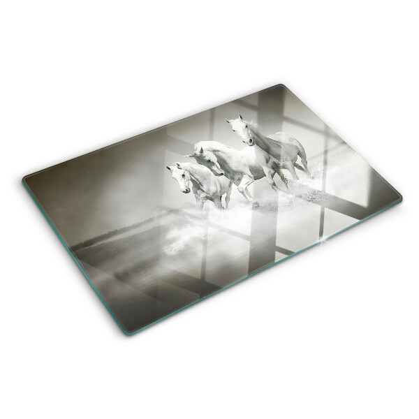 Szklana deska do krojenia z nadrukiem przedstawiającym konie w wodzie