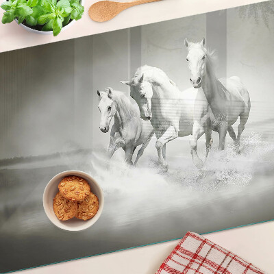 Szklana deska do krojenia z nadrukiem przedstawiającym konie w wodzie