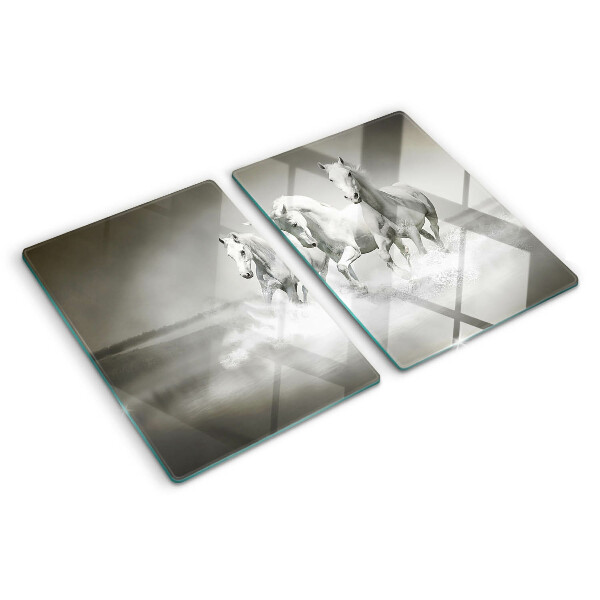 Szklana deska do krojenia z nadrukiem przedstawiającym konie w wodzie
