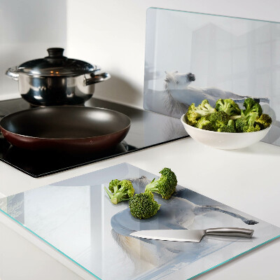 Szklana deska kuchenna z nadrukiem przedstawiającym dwa białe konie w szaleńczym galopie