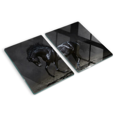Szklana deska kuchenna z nadrukiem „Czarny koń w ruchu”