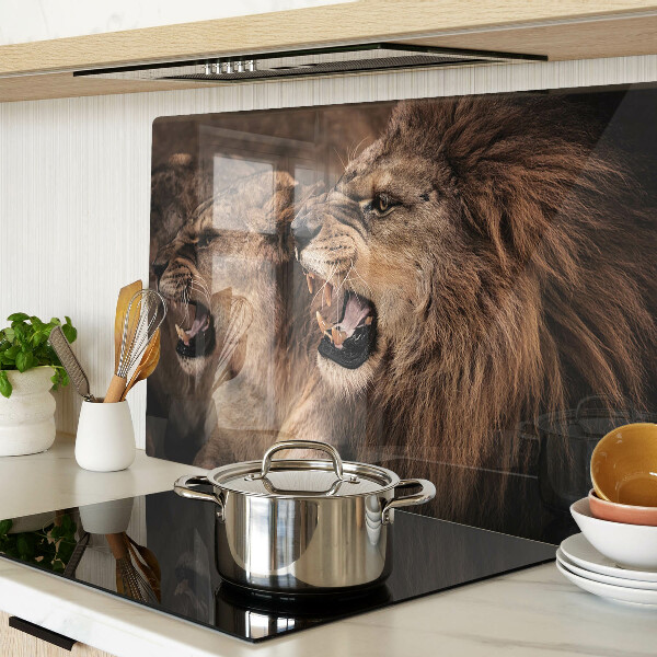 Deska kuchenna szklana z motywem ryczących lwów