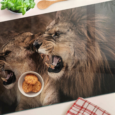 Deska kuchenna szklana z motywem ryczących lwów