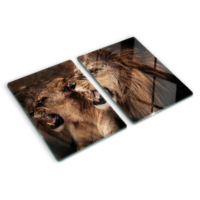 Deska kuchenna szklana z motywem ryczących lwów