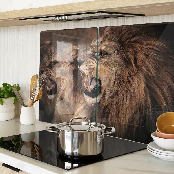 Deska kuchenna szklana z motywem ryczących lwów