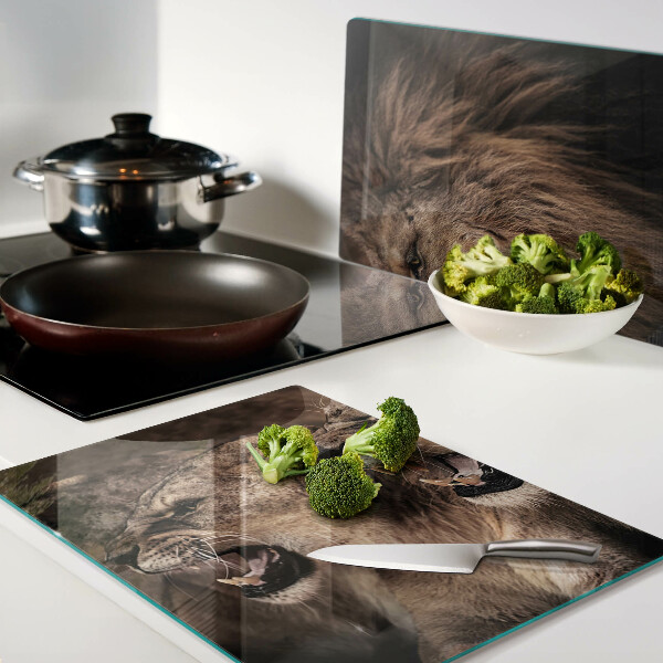 Deska kuchenna szklana z motywem ryczących lwów