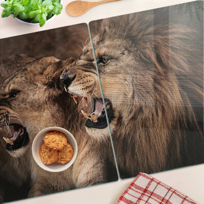 Deska kuchenna szklana z motywem ryczących lwów