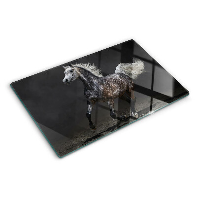 Deska kuchenna szklana z nadrukiem łaciatego konia w biegu