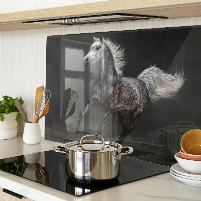 Deska kuchenna szklana z nadrukiem łaciatego konia w biegu