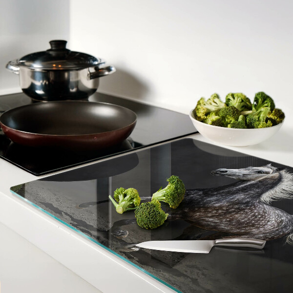 Deska kuchenna szklana z nadrukiem łaciatego konia w biegu