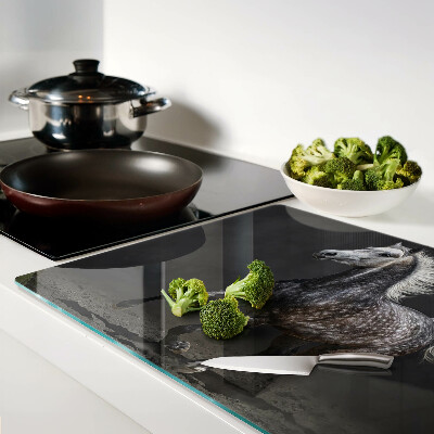 Deska kuchenna szklana z nadrukiem łaciatego konia w biegu