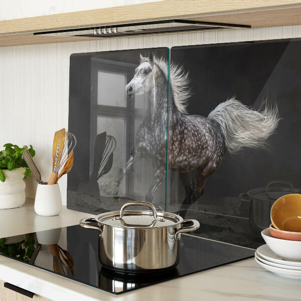Deska kuchenna szklana z nadrukiem łaciatego konia w biegu