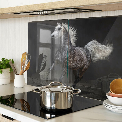 Deska kuchenna szklana z nadrukiem łaciatego konia w biegu