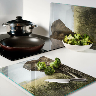 Deska kuchenna szklana z motywem słonia na tle afrykańskiej sawanny