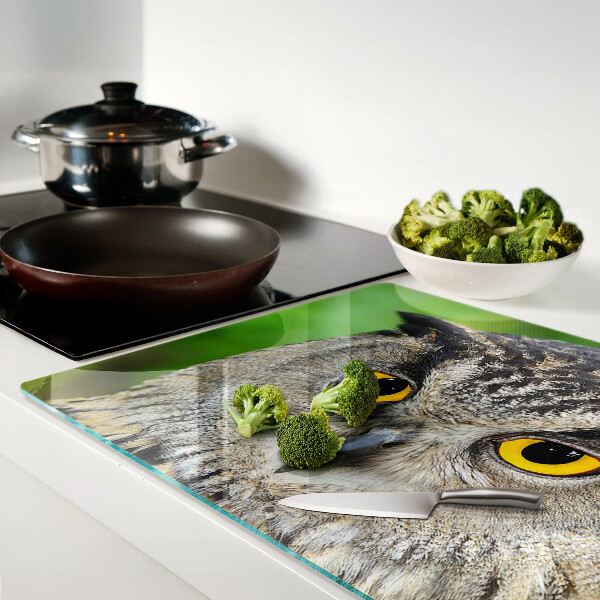 Szklana deska kuchenna z motywem sowy z wyrazistymi oczami