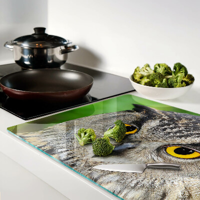 Szklana deska kuchenna z motywem sowy z wyrazistymi oczami