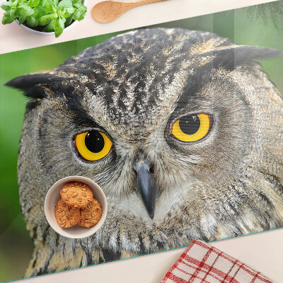 Szklana deska kuchenna z motywem sowy z wyrazistymi oczami